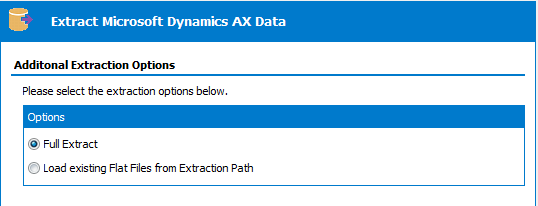 Dynamics AX Extraction Wizard – Additional Extraction Options